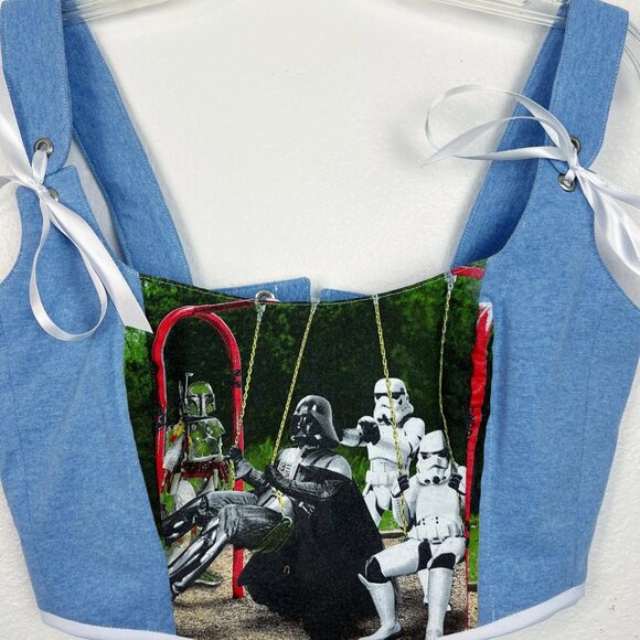 Hand Crafted Star Wars Darth Vader Swinging Corset Top with Stormtroopers - Picture 2 of 5